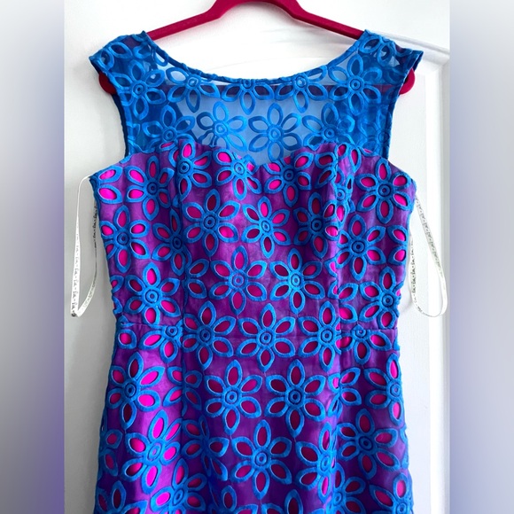 Rare!!! Lilly Pulitzer Pink/Blue/Purple Gorgeous Coctail Dress size 8 - Picture 4 of 16